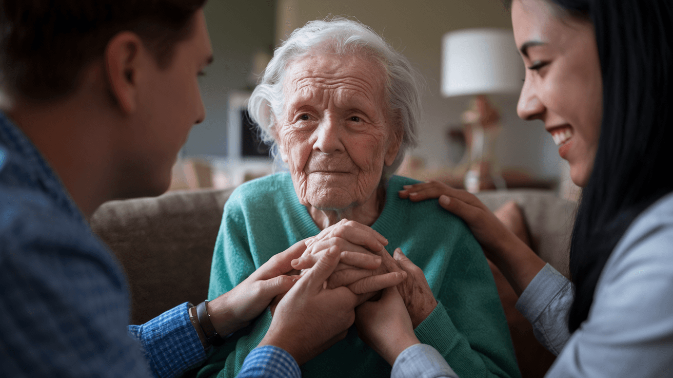 Caregiver connecting with Alzheimer's patient through music therapy